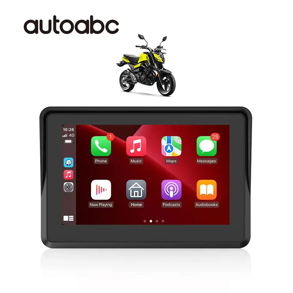 Autoabc 5 Zoll tragbare Touchscreen Motorrad navigationen 5 Zoll Ipx7 wasserdichte tragbare drahtlose Carplay Android Auto Display