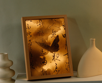 Nouveau design créatif, cadre photo miroir magique vintage, LED, écologique, durable, en bois naturel, à poser sur table, charge USB, décoration d'intérieur