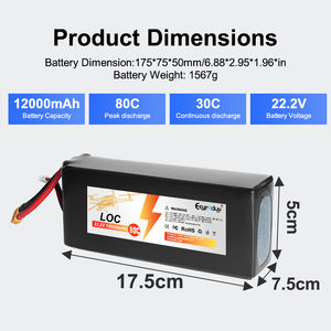 도매 22.2V 12000mah 6S 산업 등급 리튬 이온 드론 배터리 팩 OEM 파트너십 환영 - Product Image 2