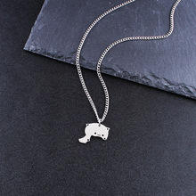 カップルファッションジュエリー女性男性かわいいシルバーステンレス钢猫ネックレス - Product Image 3