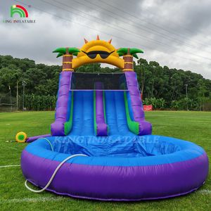 Combo de tobogán de agua inflable de doble carril con obstáculo de piscina grande para escalar toboganes de piscina inflables - Product Image 3
