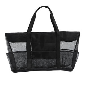 Sac de plage portable multi-poches tendance été, grand format, en Lycra résistant avec filet pour serviettes, jouets et sous-vêtements - Product Image 6
