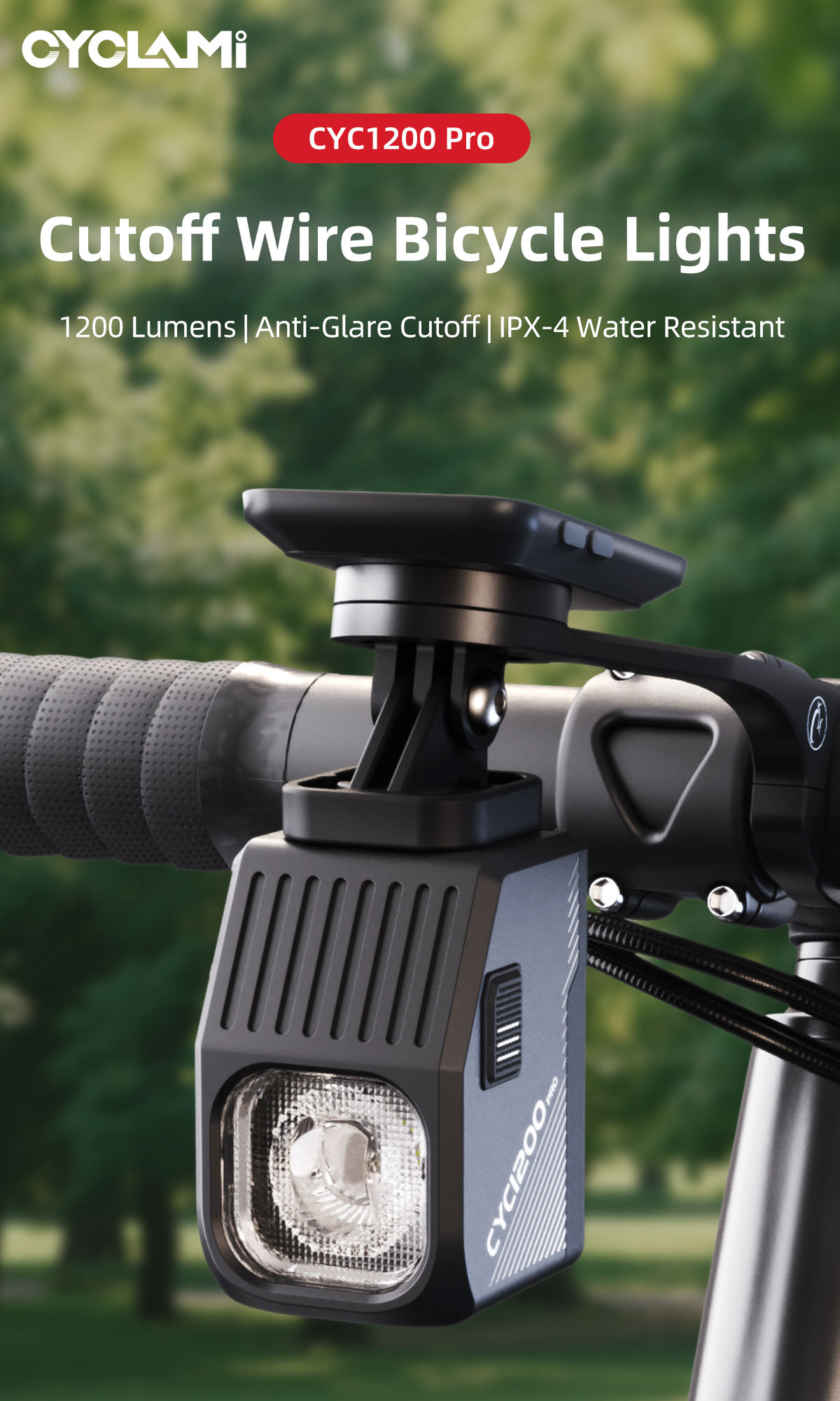 Rechargeable Bike Light 400 Lumens - 6 Mode Waterproof Bicycle Headlight With GoPro Mount