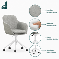 Fauteuil élégant à dossier bas en tissu texturé, design ergonomique, pivotant avec roulettes en nylon, fauteuil lounge en tissu pour salle de réunion et bureau de direction