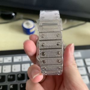 Reloj de Lujo Estilo Hip Hop con Incrustaciones de Diamantes, Mecánico Automático, con Correa de Goma, Caja de Acero Inoxidable, Esfera con Diamantes VVS Moissanite, Probador de Diamantes - Product Image 4