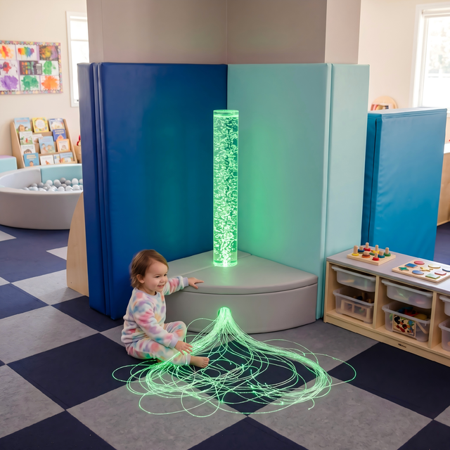 Bubble Tube and Fiber Optic with Platform Sensory Bundle for Calming and Interactive Spaces