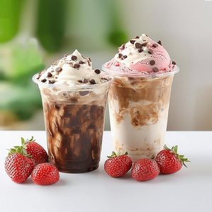 Gobelets en papier jetables pour boissons froides 8 oz, simple paroi, qualité alimentaire, blancs, avec couvercle et paille - Product Image 3