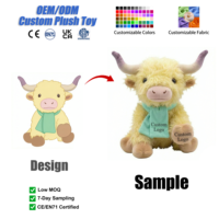Peluche personnalisée Vache des Highlands, animal en peluche sur mesure selon votre dessin, design IA, cadeau doux et mignon pour enfants, fête prénatale