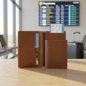 WRIZA - Porta Pasaportes de Cuero Genuino de Lujo Personalizado, Acabado Crazy Horse, Diseño Liso Premium Sin Cierre, para Tarjetas de Crédito e Identificación - Product Image 4