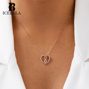 Collares con Colgante de Corazón Pequeño <span class=keywords><strong>Infinitas</strong></span>, Chapados en Oro Rosa, Elegantes y Dulces, con Circonita, para el Día de San Valentín, para Mujer, Venta al por Mayor - Product Image 3