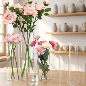 <span class=keywords><strong>Vase</strong></span> <span class=keywords><strong>en</strong></span> <span class=keywords><strong>verre</strong></span> créatif cylindrique droit, grande taille, <span class=keywords><strong>en</strong></span> <span class=keywords><strong>verre</strong></span> borosilicate épais, pour décoration - Product Image 2