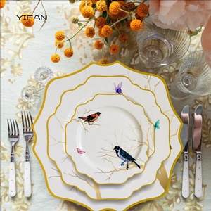 Platos de Restaurante de Alta Calidad, Forma de Girasol Azul, Vajillas de Porcelana, Juego de Cena de Cerámica para Bodas y Catering - Product Image 6
