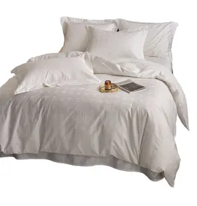 Xác minh Nhà cung cấp 5 sao 4pcs 100% cotton bedsheets Linen đầy đủ giá rẻ Bìa phẳng tấm ga trải giường khách sạn Duvet bedding Set cho tấm ga trải giường