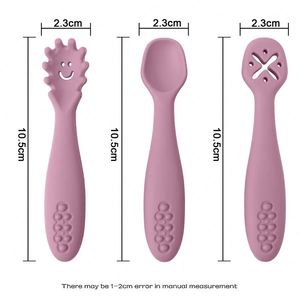 3PCS Kawaii Custom Tableware Set for <b>Kids</b> <b>Dining</b> Food Grade BPA-Free Silicone Spoon & Teether for Toddler Feeding Training Baby - Product Image 3