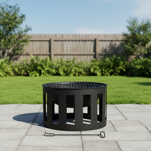 Brasero portable d'extérieur avec écran anti-étincelles, en fer robuste, pour brûler du bois, idéal pour la terrasse, le camping, les barbecues et les feux de camp - Product Image 4