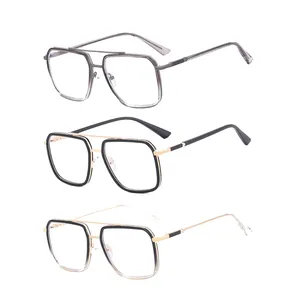 光学眼镜架防蓝光眼镜男士双桥大金属框架眼镜