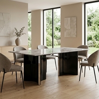 Table à manger rectangulaire avec piètement métallique, prix usine, ensemble de table à manger en céramique et pierre frittée à prix abordable