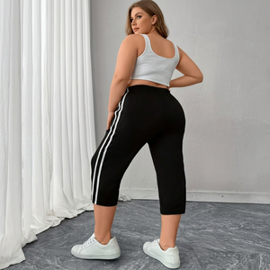 Leggings Capri Tricotés Taille Haute Rayés Extensibles Respirants pour Femme – Pantalon de Sport Décontracté Toutes Saisons Longueur Genou – Bangladesh - Product Image 2