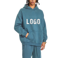 Sweat à capuche pour hommes en gros, coupe oversize à épaules tombantes, épais, style streetwear décontracté, couleur unie noir, pull à capuche pour hommes