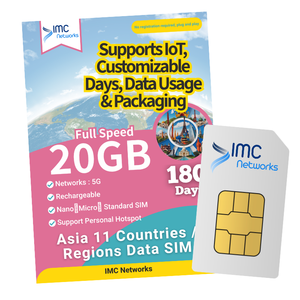 CustomAsia 11 pays 4G 5G ESIM/SIM 7 jours 5 Go Données mobiles illimitées Voyage Roaming mondial Connectivité IoT M2M 1 an - Product Image 1