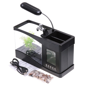 Mini Acuario Cuadrado de Plástico USB para Escritorio con Agua Corriente - Product Image 2