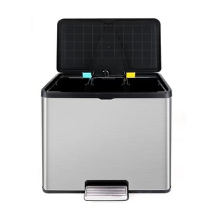 Hiện đại ba phần hình chữ nhật bằng thép không gỉ bàn đạp tái chế <span class=keywords><strong>bin</strong></span> thân thiện với môi nhà bếp phân loại chất thải bên trong - Product Image 4