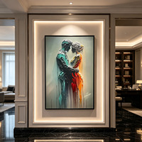 Décoration murale abstraite « Amoureux enlacés » à effet de peinture goutte à goutte, peinte à la main, pour entrée, art mural de luxe encadré, tailles personnalisées disponibles