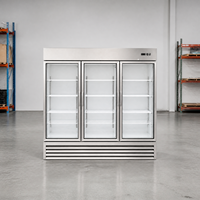Réfrigérateur vertical pour boissons, trois portes vitrées, refroidissement par air, étagères réglables, dégivrage automatique, 1700L, boulangerie