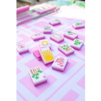 160pcs Ubin Mahjong Akrilik Kustom Motif Kucing Leopard Lucu Set Permainan Mewah untuk Hadiah Pesta