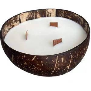 Paille hawaïenne en cire de soja 100% naturelle, fait à la main, écologique, divers parfums de <span class=keywords><strong>bois</strong></span>, coquille de noix de coco, porte-<span class=keywords><strong>bougie</strong></span> pour cadeau de noël - Product Image 1