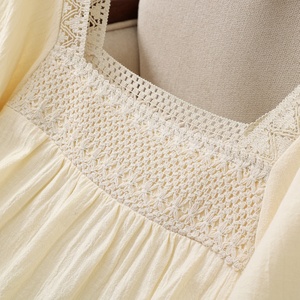 <span class=keywords><strong>Chemise</strong></span> ample à col carré ajouré en dentelle patchwork grande taille pour <span class=keywords><strong>femme</strong></span>, nouvelle <span class=keywords><strong>chemise</strong></span> en mousseline à <span class=keywords><strong>trois</strong></span> manches pour l'été - Product Image 4