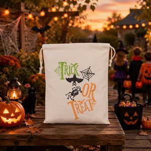 Sac à bonbons Halloween prêt à expédier avec cordon de serrage, sac de friandises pour la fête des enfants, motif araignée et citrouille mignons - Product Image 3