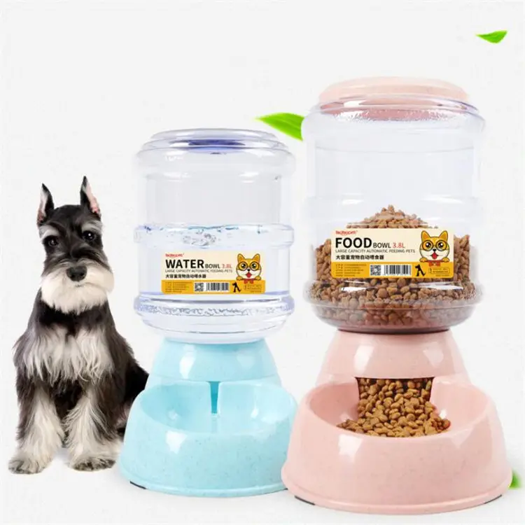 Sunshine Pet 3.8L Fuente de agua grande para perros Dispensador de comedero para beber Tazón de comida Comederos automáticos de plástico para gatos y perros
