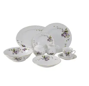 Embossed Flowering Pad-printing Dinnerware Sets Ceramic Rice Bowl Vegetable Plate Which You Could Enjoy Your Afternoon Tea