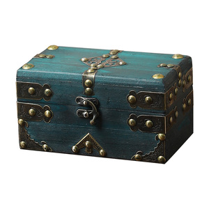 Boîte de rangement en bois rétro, vert émeraude, avec couvercle rabattable, boîte à bijoux, style vintage décoratif - Product Image 5