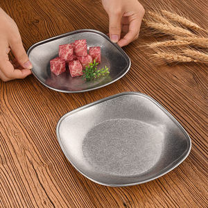 Plato Cuadrado de Acero Inoxidable de 12x12 cm, Bandeja de Servicio de Estilo Industrial Resistente para Comida de Hotel - Product Image 2