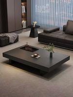 Table basse rectangulaire minimaliste italienne avec plateau en pierre frittée et fente de rangement intégrée, meubles de salon