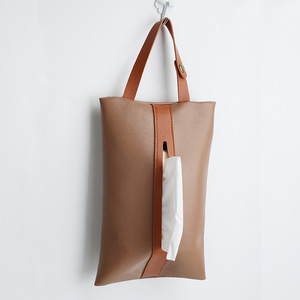 Wholesale Creative Leather Luxury Car Back Seat Hanging Paper Holder Custom Facial Paper Tissue Box