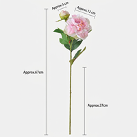 Fleur artificielle de pivoine rose en soie avec tige florale pour mariage, décoration de la maison et photographie de mariage