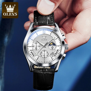 Reloj de Cuarzo Multifuncional para Hombre Olevs 2876, Estilo Ejecutivo, Correa de Cuero, Resistente al Agua, Cronógrafo, <span class=keywords><strong>Calendario</strong></span> - Product Image 3