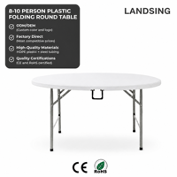 Table ronde pliante en plastique HDPE de 180 cm, directement de l'usine, pour la restauration en plein air et l'usage domestique, table ronde pliable de grande taille