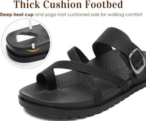 Mode sandales plates à lanières confortable fasciite plantaire soutien de la voûte plantaire été réglable coussin à bout ouvert habillé les sandales - Product Image 4