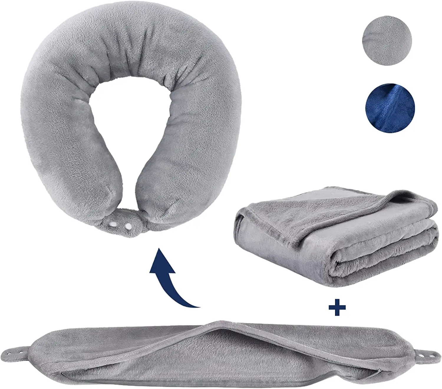 Travesseiro 2 em 1 para viagem, cobertor de poliéster com logotipo personalizado, travesseiro para pescoço de avião e travesseiro, novo design