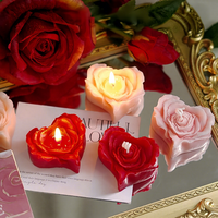 Bougie parfumée en forme de cœur de rose, cire de soja, parfum luxueux, 3D, faite à la main, réaliste, cadeau de la Saint-Valentin, anniversaire, mariage, souvenir