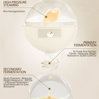 Ensemble de soins hydratants et illuminateurs pour la peau YSJ Rice avec vitamine C et acide hyaluronique, technologie fermentée pour les peaux fragiles