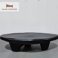 Table basse ovale irrégulière BLAINE, style nordique moderne, créative, faite à la main, extensible, décorative, couleur crème, pour salon