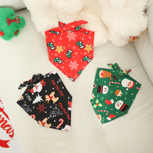 Christmas Pet Bandanas Triangular <b>Scarves</b> Cartoon Pattern Washable For Dogs Cats Winter Festival Accessories - Product Image 3