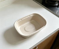 Barquette rectangulaire profonde en pulpe de bagasse recyclée, jetable, 24g, compatible micro-ondes et congélateur, grande taille, empilable, pour traiteur