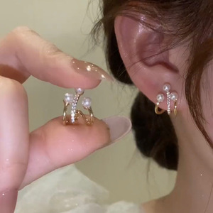 Orecchini a Gancio Curvo con Effetto Perla per Donne, Stile Francese, Eleganti Accessori di Moda per Uso Quotidiano - Product Image 2