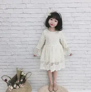 שמלות בנות 2019 סתיו חדש בגדי ילדים בנות אופנה תחרה רקומה נסיכת נפוח שמלת טוטו